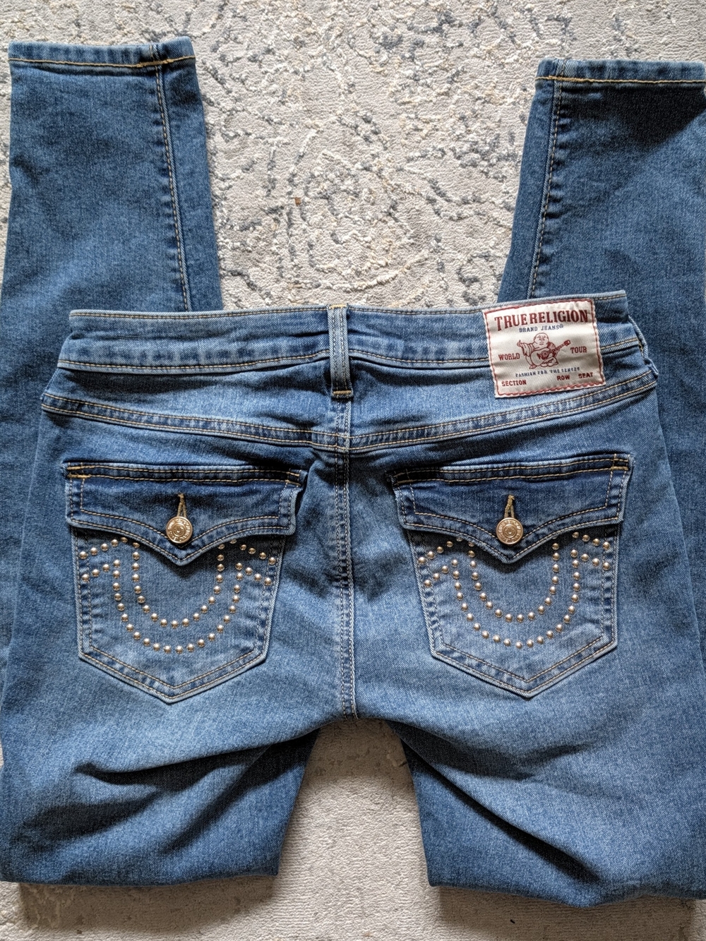 True Religion Women's Blue Studded Pocket Jeans